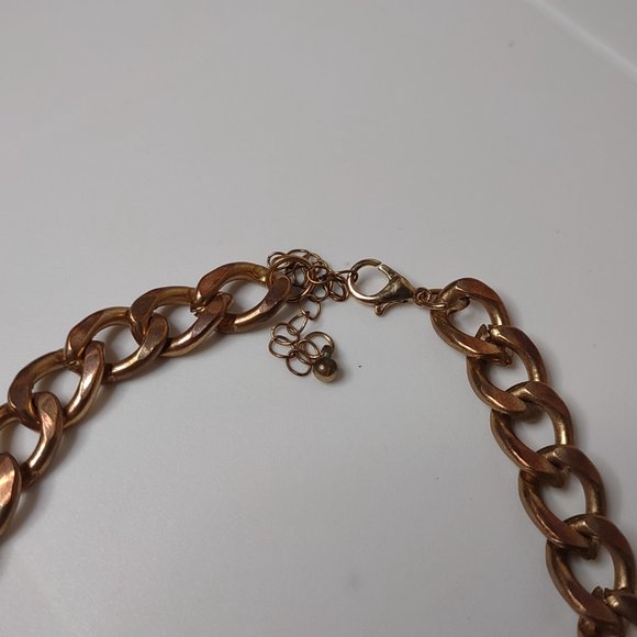 Gold Tone Heavy Chain Necklace Adjustable 17.5 To 19.5 Inches Long - Picture 5 of 7